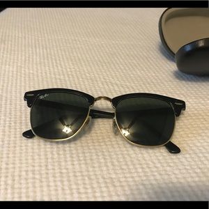 Black and gold  ray ban sun glasses